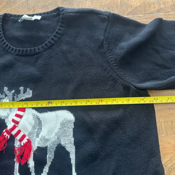 Coldwater Creek Moose Is Loose Sweater Christmas Holiday Petite M Classic Preppy - Picture 12 of 13